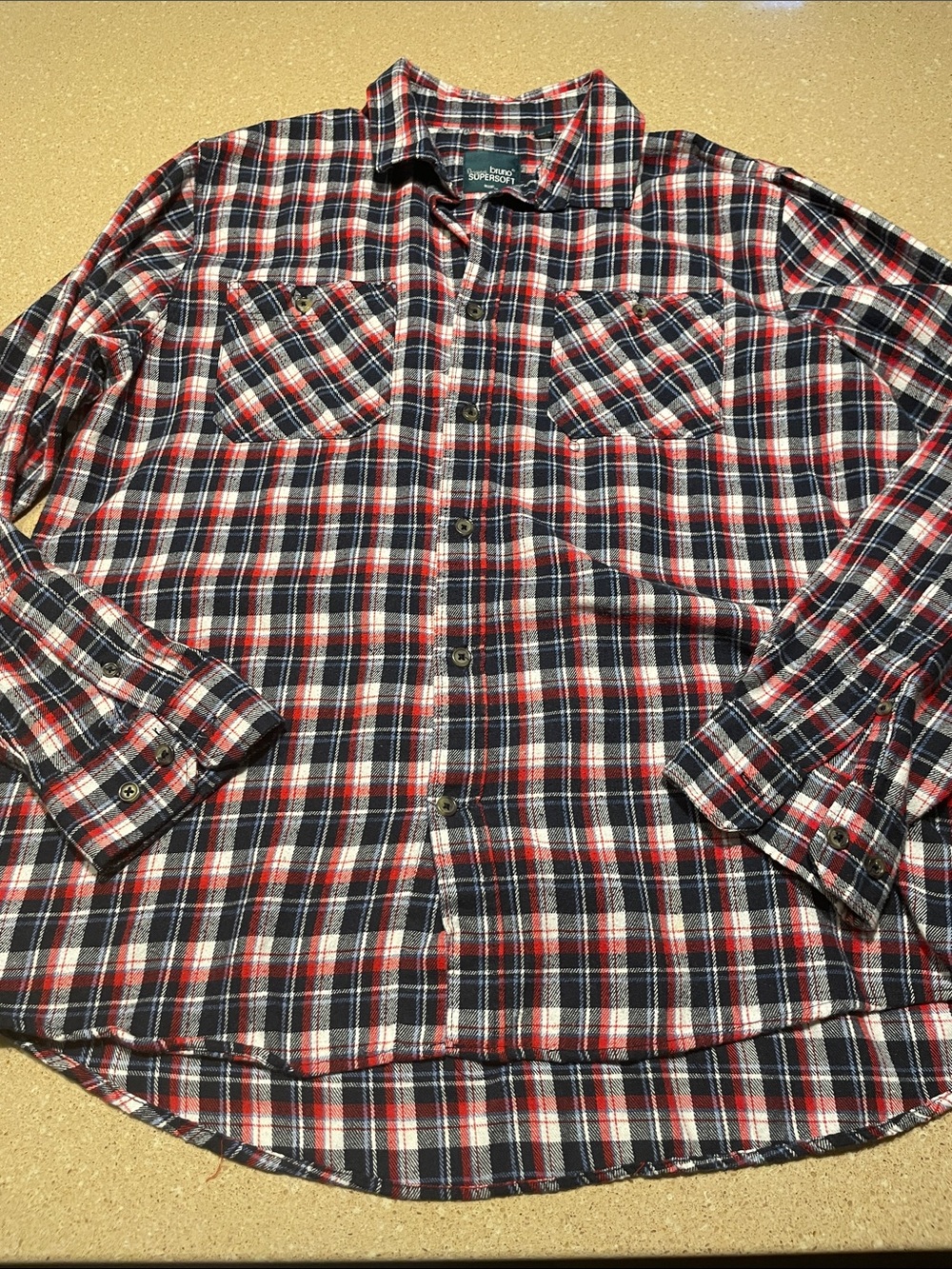 Men's Red Plaid Long-Sleeve Button-Up Shirt by Bruno